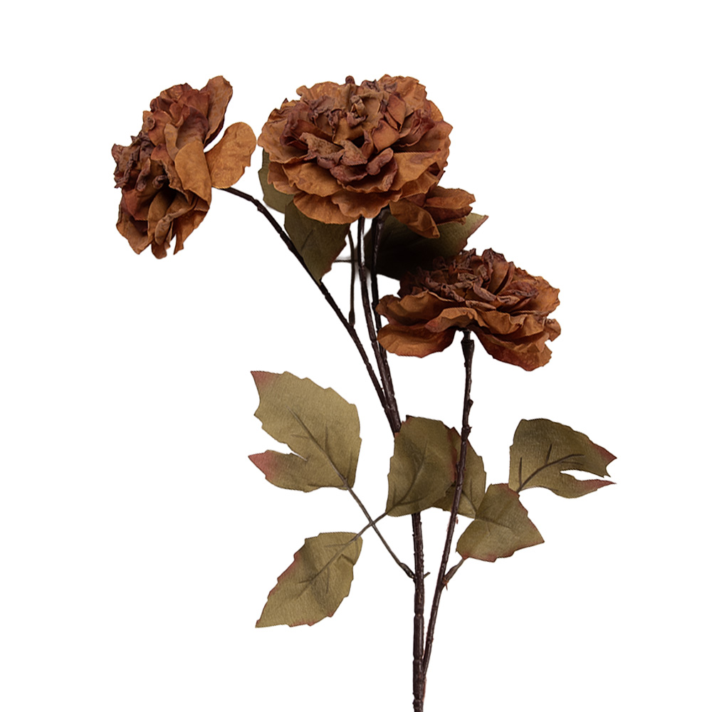 Clayre & Eef   | Decoratie tak met bloemen Oranje Groen 8x10x90 cm | 5PL0278O