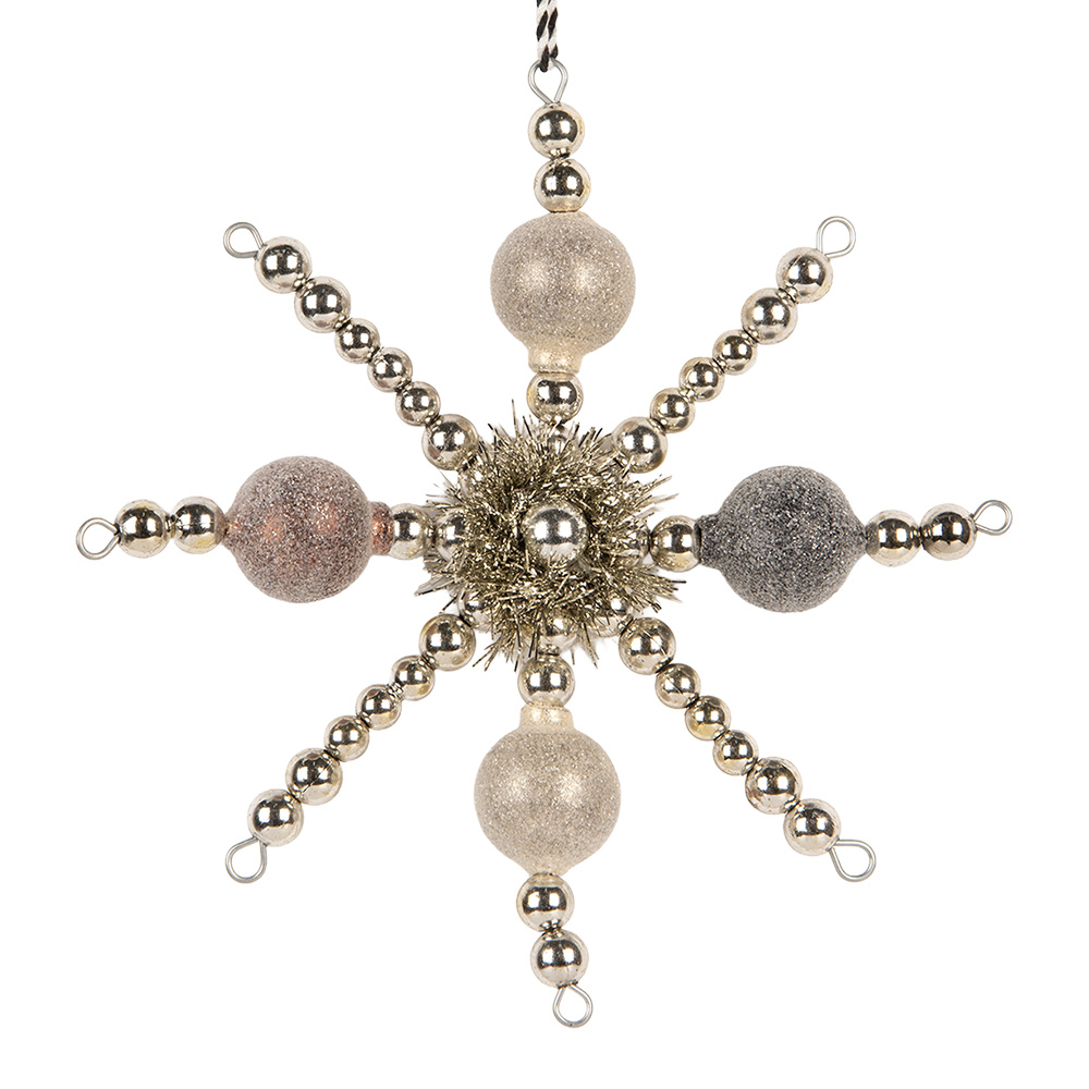 Clayre & Eef   | Kersthanger Zilverkleurig Grijs 16x3x16 cm | 66535