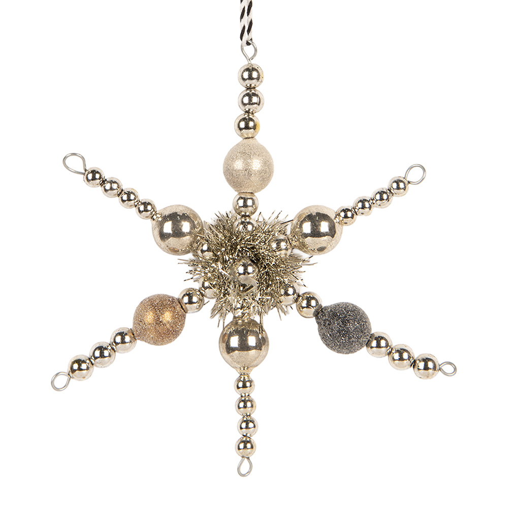 Clayre & Eef   | Kersthanger Zilverkleurig Grijs 16x3x16 cm | 66536