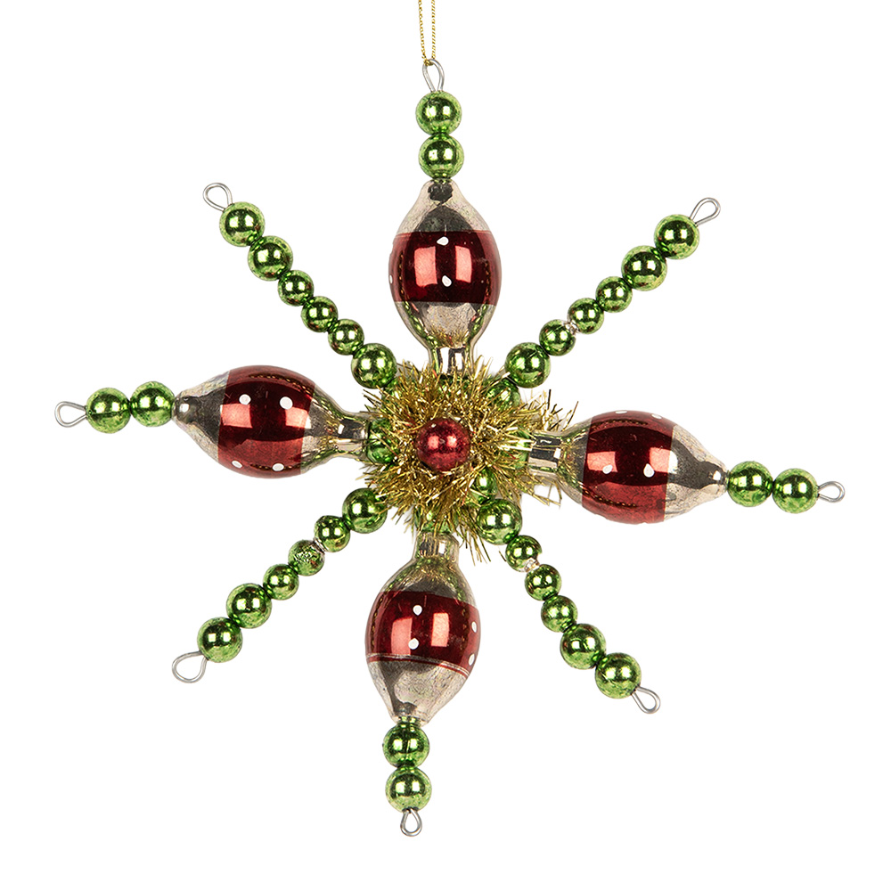 Clayre & Eef   | Kersthanger Groen Rood 16x3x16 cm | 66537