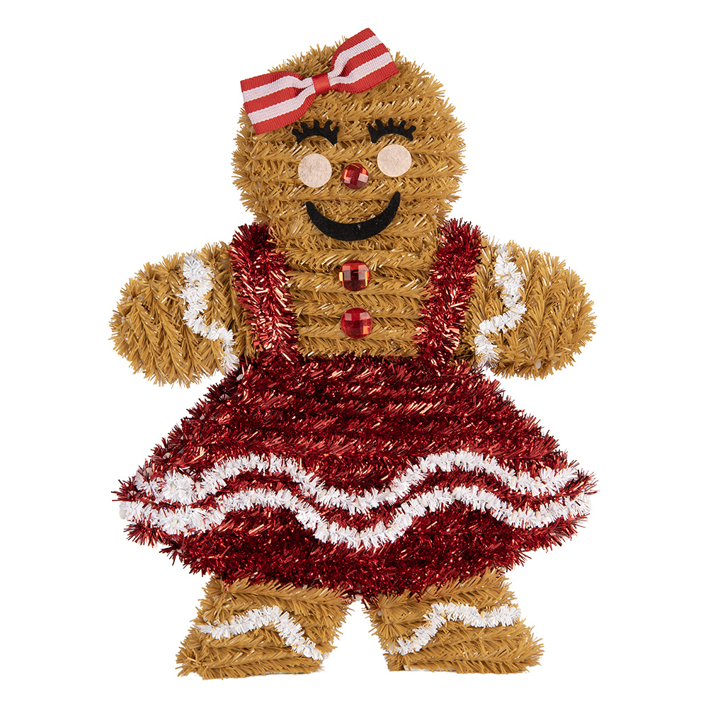 Clayre & Eef   | Decoratie peperkoekpop Bruin Rood 22x4x28 cm | 66597