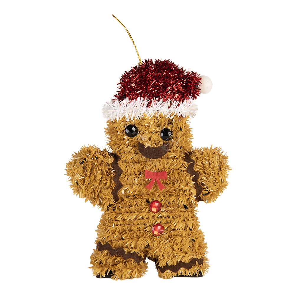 Clayre & Eef   | Decoratie Hanger Peperkoekpop Bruin Rood 12x3x16 cm | 66600