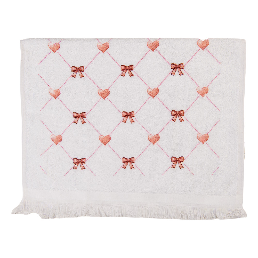 Clayre & Eef   | Gastendoekje Wit Oranje 40x66 cm | CT037