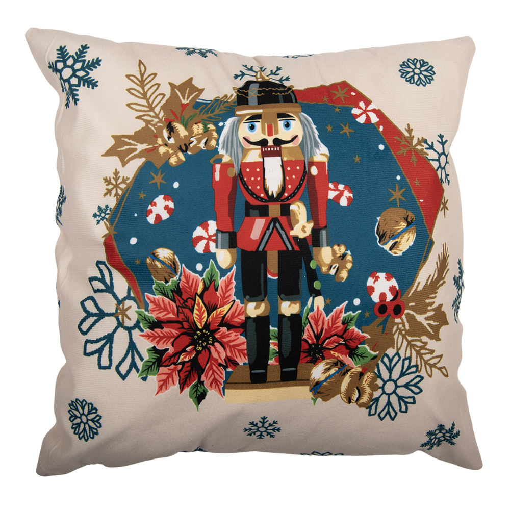 Clayre & Eef   | Kussenhoes Beige Blauw 45x45 cm | KT021.458