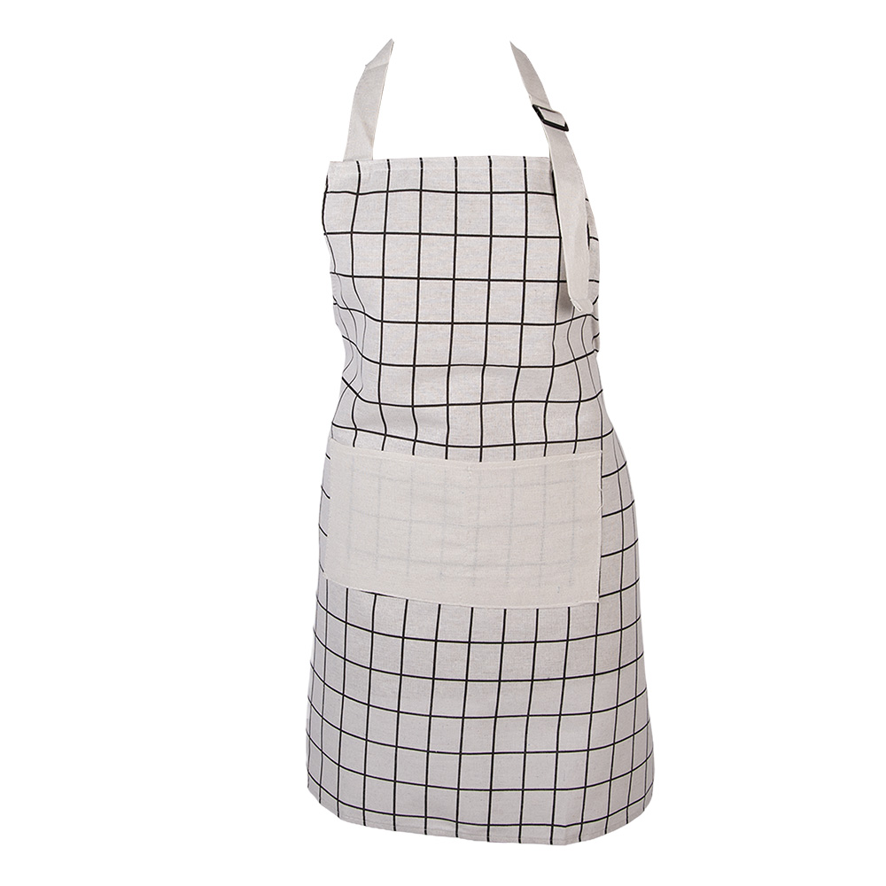Clayre & Eef   | Keukenschort Beige Zwart 69x68 cm | KT041.056