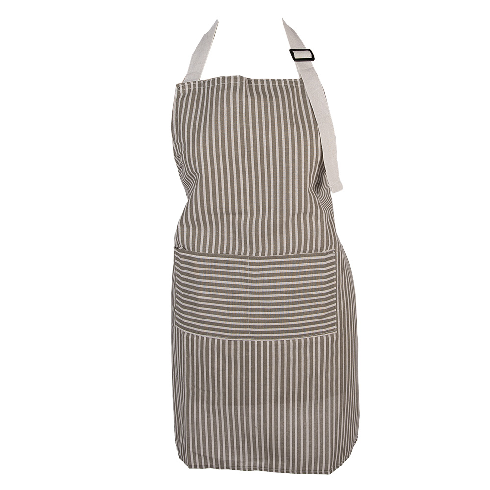 Clayre & Eef   | Keukenschort Grijs Wit 69x68 cm | KT041.061