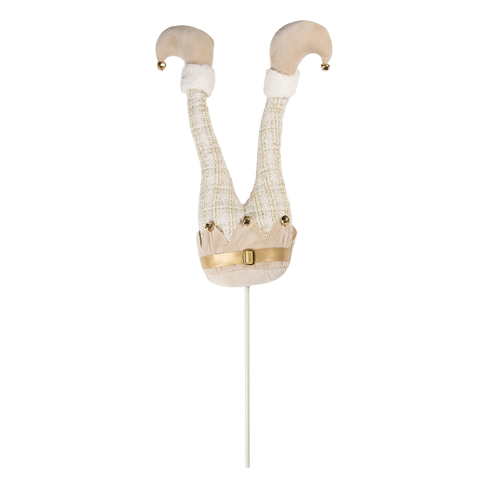 Clayre & Eef   | Decoratie Kerst Elfenbenen Beige Goudkleurig 20x10x85 cm | 50906