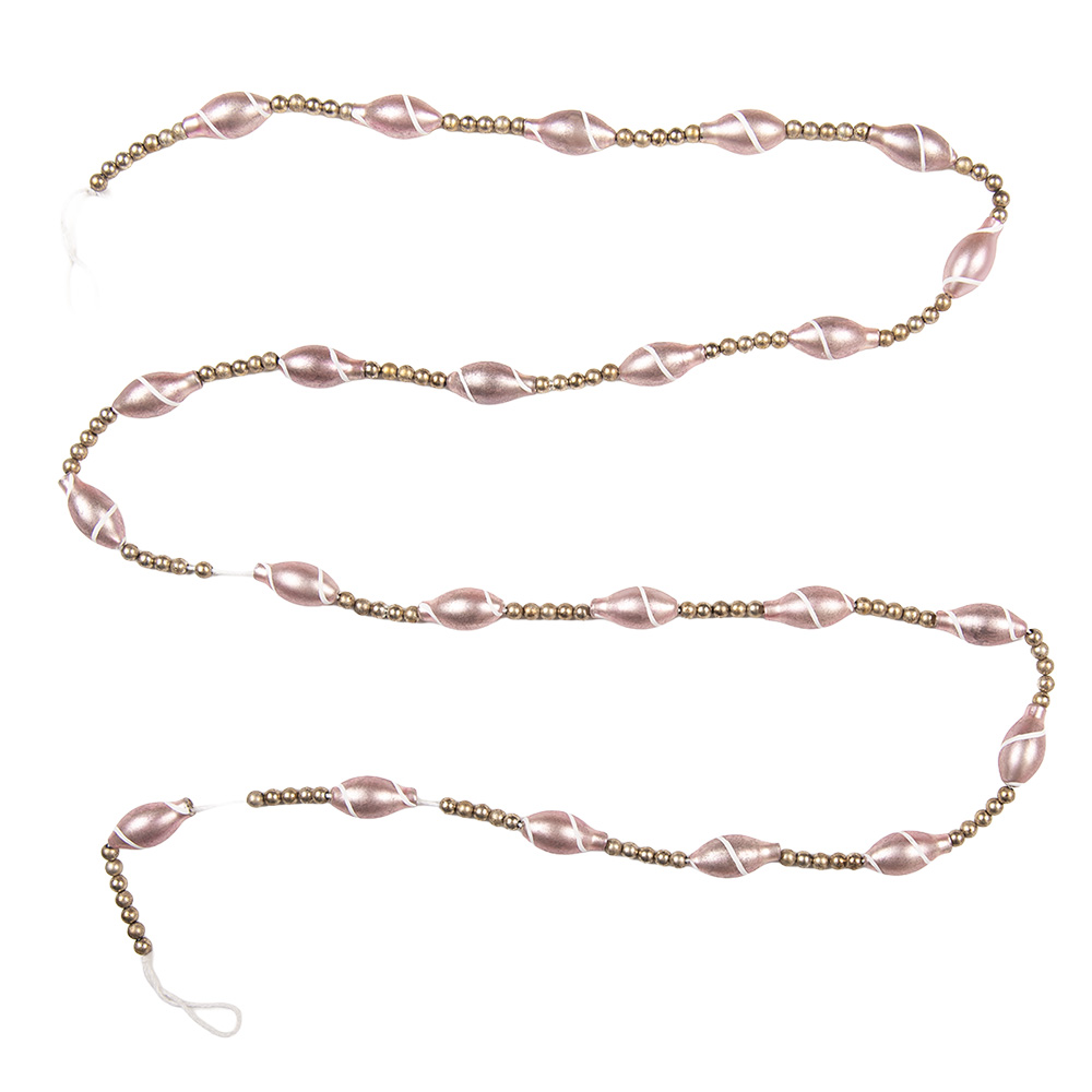 Clayre & Eef   | Decoratie slinger kerst Zilverkleurig Roze &oslash; 2x180 cm | 66545