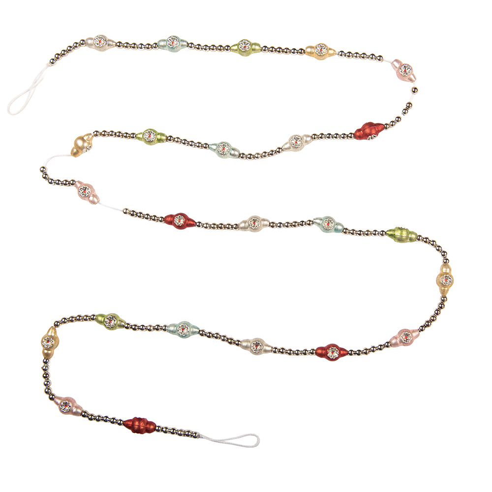 Clayre & Eef   | Decoratie slinger kerst Zilverkleurig Rood &oslash; 2x180 cm | 66546