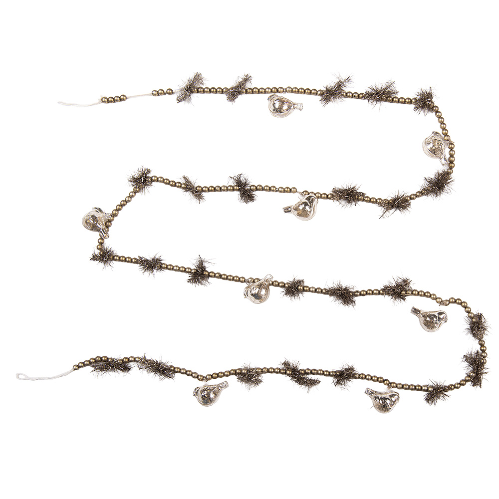 Clayre & Eef   | Decoratie slinger kerst Zilverkleurig Goudkleurig &oslash; 2x180 cm | 66548