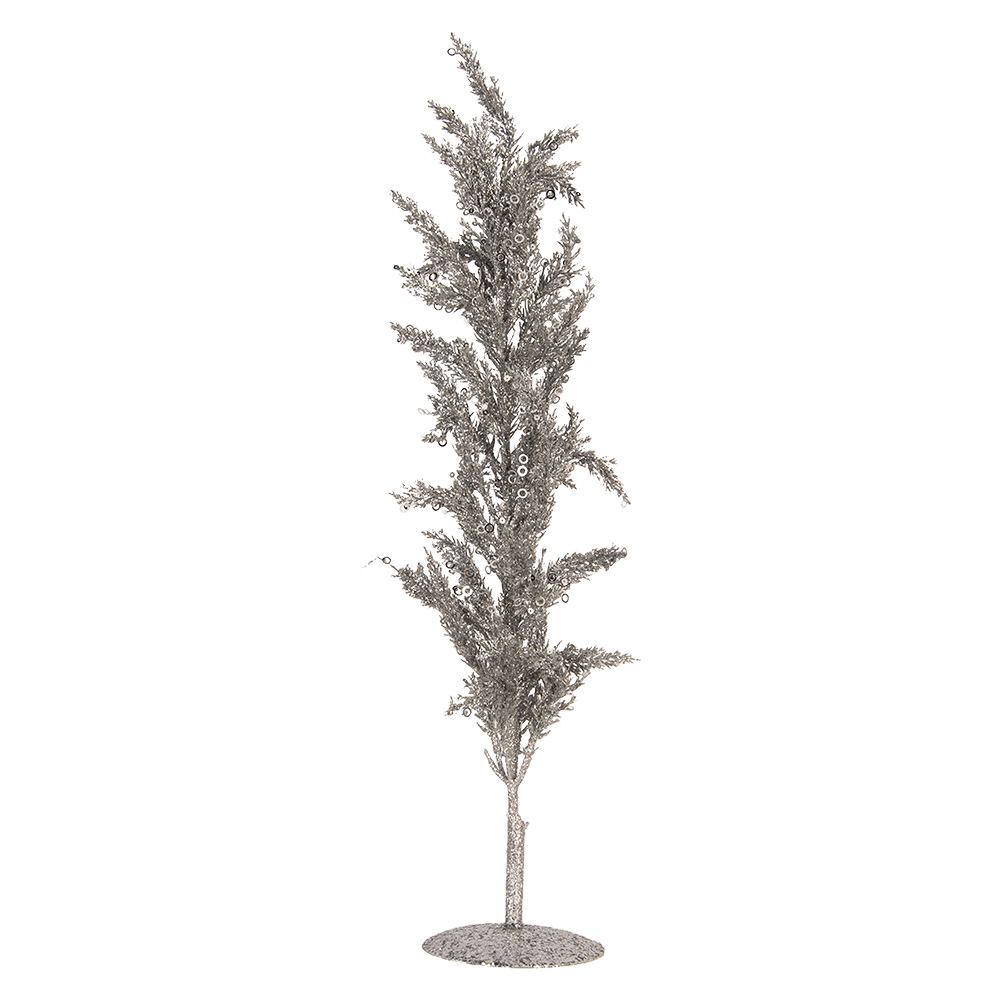 Clayre & Eef   | Kerstdecoratie Kerstboom Zilverkleurig 12x12x60 cm | 66650