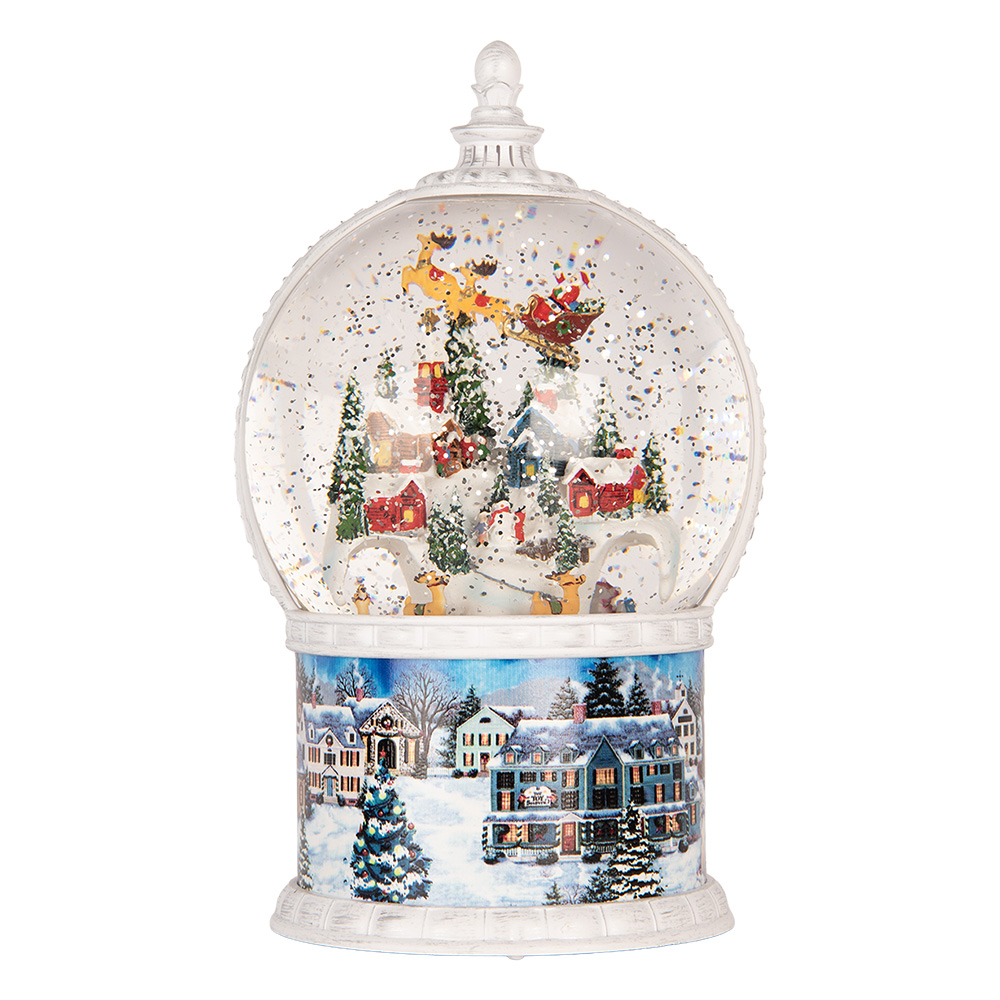 Clayre & Eef   | Sneeuwbol met LED Wit Blauw &oslash; 16x26 cm / 3xAA | 6PR6155