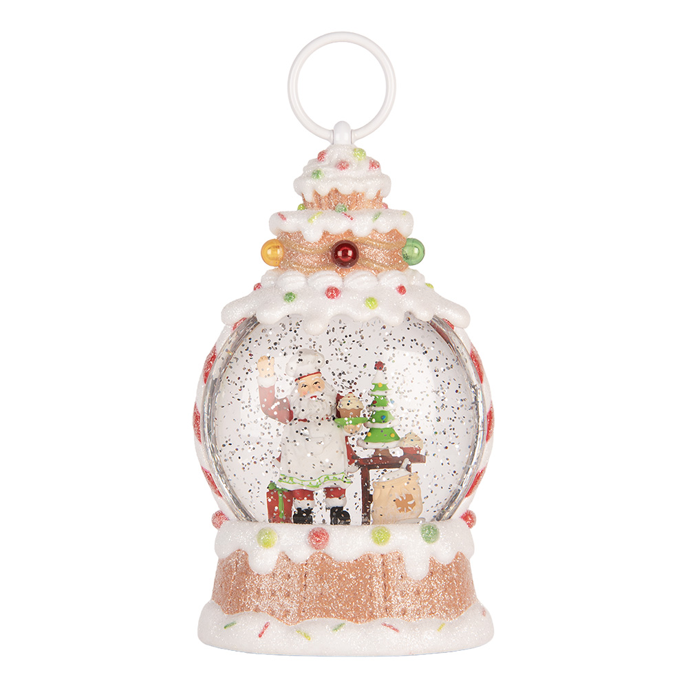 Clayre & Eef   | Sneeuwbol met LED Wit Rood 13x8x22 cm / 3xAAA | 6PR6163