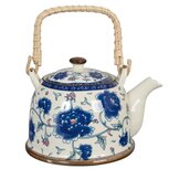 Clayre & Eef   | Theepot met Filter Blauw 18x14x12 cm / 700 ml | 6CETE0008