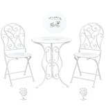 Clayre & Eef | Bistroset Bistrotafel Bistrostoel 3-delig Wit ø 60x70 / 40x40x92 cm (2) | 5Y0192 Clayre & Eef | Bistroset Bistrotafel Bistrostoel 3-delig Wit ø 60x70 / 40x40x92 cm (2) | 5Y0192
