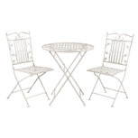 Clayre & Eef | Bistroset Bistrotafel Bistrostoel 3-delig Wit ø 70x77 / 40x52x93 cm (2) | 5Y0385 Clayre & Eef | Bistroset Bistrotafel Bistrostoel 3-delig Wit ø 70x77 / 40x52x93 cm (2) | 5Y0385