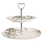 Clayre & Eef | Etagère 2 laags Wit, Groen ø 26x24 cm | TRBET Clayre & Eef | Etagère 2 laags Wit, Groen ø 26x24 cm | TRBET