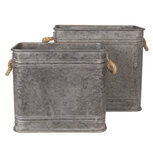 Clayre & Eef | Decoratie Zinken Teil Set van 2 Grijs 44x26x39 / 38x22x33 cm | 6Y3737 Clayre & Eef | Decoratie Zinken Teil Set van 2 Grijs 44x26x39 / 38x22x33 cm | 6Y3737