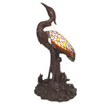 Clayre & Eef | Tiffany Tafellamp Vogel Bruin, Geel, Wit 21x21x53 cm E14/max 1x25W | 5LL-6064 Clayre & Eef | Tiffany Tafellamp Vogel Bruin, Geel, Wit 21x21x53 cm E14/max 1x25W | 5LL-6064