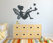 Decoratiesticker Fee met vlinders donker grijs 40 x 25 cm | Rosami Decoratiestickers Decoratiesticker Fee met vlinders donker grijs 40 x 25 cm | Rosami Decoratiestickers