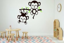 Sticker twee aapjes aan een tak bruin/groen 35 x 35 cm | Rosami Decoratiestickers Sticker twee aapjes aan een tak bruin/groen 35 x 35 cm | Rosami Decoratiestickers