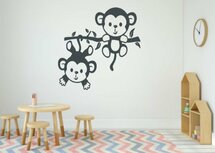 Sticker twee aapjes aan een tak donker grijs 35 x 35 cm | Rosami Decoratiestickers Sticker twee aapjes aan een tak donker grijs 35 x 35 cm | Rosami Decoratiestickers