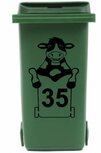 Koe sticker kliko met huisnummer voor afvalcontainer | Rosami Decoratiestickers Koe sticker kliko met huisnummer voor afvalcontainer | Rosami Decoratiestickers