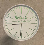 Klok -bedankt voor de leuke tijd wit/groen | Juf & Meester Cadeau