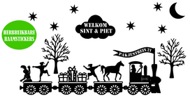 Raamsticker pakjestrein 21 welkom sint & piet | herbruikbaar | Rosami Decoratiestickers Raamsticker pakjestrein 21 welkom sint & piet | herbruikbaar | Rosami Decoratiestickers