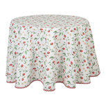 Clayre & Eef | Tafelkleed Wit, Groen, Rood ø 170 cm | WIS07 Clayre & Eef | Tafelkleed Wit, Groen, Rood ø 170 cm | WIS07