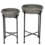 Clayre & Eef | Plantenstandaard Binnen Set van 2 Zwart ø 40x68 / ø 35x61 cm | 5Y0779 Clayre & Eef | Plantenstandaard Binnen Set van 2 Zwart ø 40x68 / ø 35x61 cm | 5Y0779