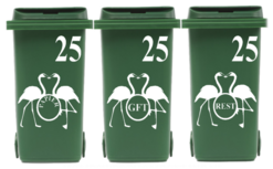 6 delige sticker set container flamingo kus met huisnummer | Kliko | Rosami Decoratiestickers 6 delige sticker set container flamingo kus met huisnummer | Kliko | Rosami Decoratiestickers