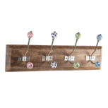 Clayre & Eef   | Wandkapstok 4 haken Bruin 45x10x18 cm | 6H2019