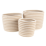 Clayre & Eef | Opbergmanden Set van 3 Beige, Bruin ø 26x21 / ø 26x21 / ø 19x18 cm | 6RO0517 Clayre & Eef | Opbergmanden Set van 3 Beige, Bruin ø 26x21 / ø 26x21 / ø 19x18 cm | 6RO0517