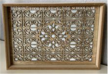 Dienblad hout bruin met glasplaat - Bedankt schooljaar | Juf & Meester Cadeau
