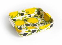 Ovenschaal vierkant met citroenen en olijven 22 x 25 cm | Piccobella | EWCI01