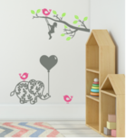 Muurstickerset | Meisje op schommel - Olifant met ballon - vogels | Kinderkamer | Rosami Decoratiestickers Muurstickerset | Meisje op schommel - Olifant met ballon - vogels | Kinderkamer | Rosami Decoratiestickers