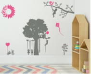 Muurstickerset Speeltuin | Kinderen op schommel - ballon - fiets - bloem - vlieger | Kinderkamer | Rosami Decoratiestickers Muurstickerset Speeltuin | Kinderen op schommel - ballon - fiets - bloem - vlieger | Kinderkamer | Rosami Decoratiestickers