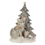 Clayre & Eef | Kerstdecoratie Beeld Kat Grijs, Wit 12x9x16 cm LED | 6PR4629 Clayre & Eef | Kerstdecoratie Beeld Kat Grijs, Wit 12x9x16 cm LED | 6PR4629