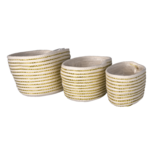 Clayre & Eef | Opbergmanden Set van 3 Wit 28x14x14 / 26x12x12 / 24x10x12 cm | 6RO0527 Clayre & Eef | Opbergmanden Set van 3 Wit 28x14x14 / 26x12x12 / 24x10x12 cm | 6RO0527