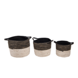 Clayre & Eef | Opbergmanden Set van 3 Zwart ø 52x31 / ø 46x27 / ø 37x23 cm | 6RO0528 Clayre & Eef | Opbergmanden Set van 3 Zwart ø 52x31 / ø 46x27 / ø 37x23 cm | 6RO0528