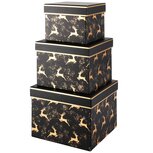 Set van 3 opbergdozen Golden Deer 19x19x14 cm | Dekoratief | A215672 Set van 3 opbergdozen Golden Deer 19x19x14 cm | Dekoratief | A215672