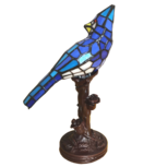 Clayre & Eef | Tiffany Tafellamp Vogel Blauw 15x12x33 cm E14/max 1x25W | 5LL-6102BL Clayre & Eef | Tiffany Tafellamp Vogel Blauw 15x12x33 cm E14/max 1x25W | 5LL-6102BL