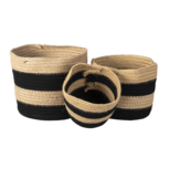 Clayre & Eef | Opbergmanden Set van 3 Zwart ø 22x19 cm | 6RO0531 Clayre & Eef | Opbergmanden Set van 3 Zwart ø 22x19 cm | 6RO0531
