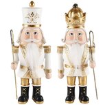 Decoratie notenkraker goud/wit set van 2 9x7x22 cm | Dekoratief | A215115 Decoratie notenkraker goud/wit set van 2 9x7x22 cm | Dekoratief | A215115