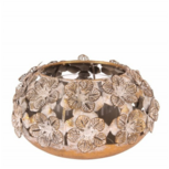 Windlicht bloemen Ø 17 cm goud ijzer | Dutch Style | 11347404