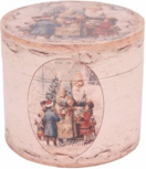 Opbergbox doos rond Ø20 cm Kerstman met kinderen mdf PU leer | Dutch Style | 10518811 Opbergbox doos rond Ø20 cm Kerstman met kinderen mdf PU leer | Dutch Style | 10518811