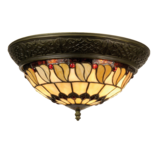 Clayre & Eef | Plafondlamp Tiffany Beige, Bruin ø 38x19 cm E14/max 2x40W | 5LL-5547 Clayre & Eef | Plafondlamp Tiffany Beige, Bruin ø 38x19 cm E14/max 2x40W | 5LL-5547