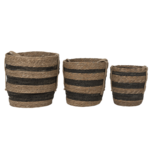 Clayre & Eef | Opbergmanden Set van 3 Bruin ø 33x33 / ø 28x30 / ø 24x26 cm | 6RO0549 Clayre & Eef | Opbergmanden Set van 3 Bruin ø 33x33 / ø 28x30 / ø 24x26 cm | 6RO0549