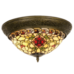 Clayre & Eef | Plafondlamp Tiffany Rood, Groen ø 38x19 cm E14/max 2x40W | 5LL-5356 Clayre & Eef | Plafondlamp Tiffany Rood, Groen ø 38x19 cm E14/max 2x40W | 5LL-5356